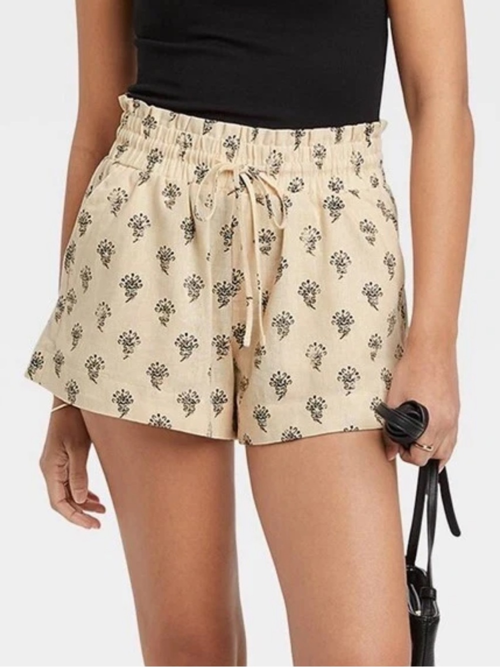 A New Day High-Rise Linen Pull-On Paperbag Shorts Women’s Size Large Summer